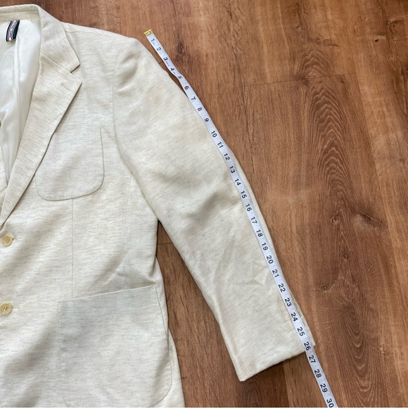 PJ Paul Jones Mens Linen Blend Blazer Sport Coat Jacket Cream Size Large - Picture 14 of 15